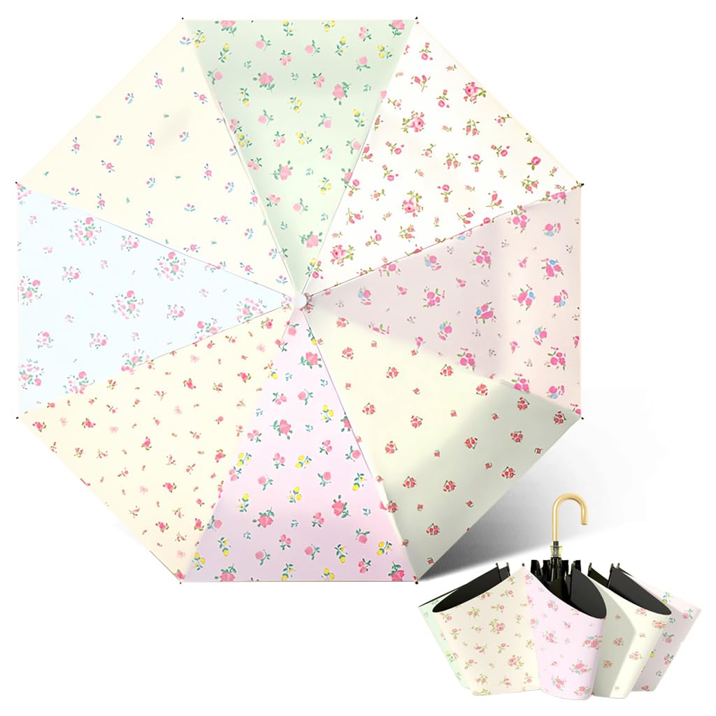 PALAY® UPF50+ UV Protection Folding Umbrella, Compact Auto Open Sun & Rain Umbrella for Women Floral Design Windproof Travel Lightweight Portable Handbag Size with Curved Handle (Pink) PALAY® UPF50+ UV Protection Folding Umbrella, Compact Auto Open Sun & Rain Umbrella for Women Floral Design Windproof Travel Lightweight Portable Handbag Size with Curved Handle (Pink)